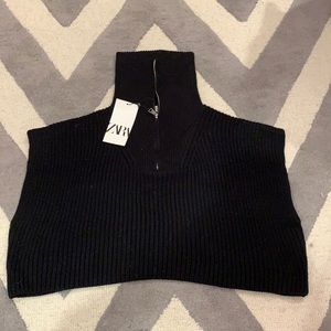 Zara, black, size small, sleeveless turtle neck sweater